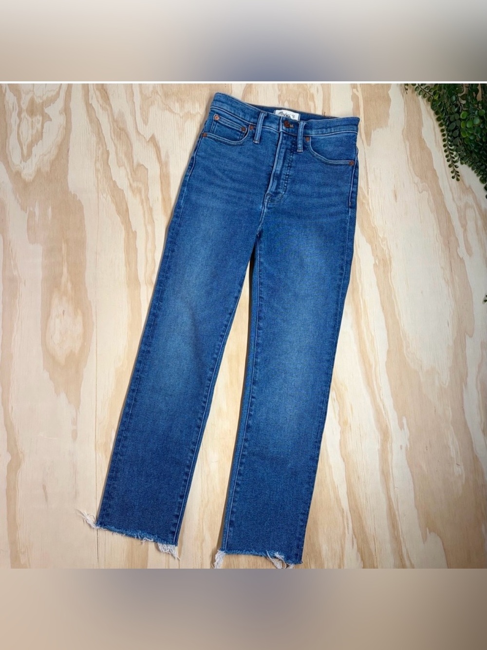 Madewell Perfect Vintage Jeans Raw Hem Distressed High Rise Size 25